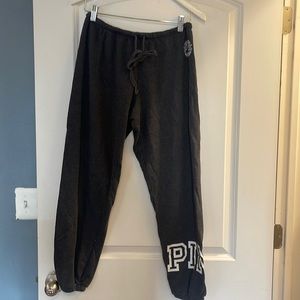 Pink gray white medium logo Drawstring joggers